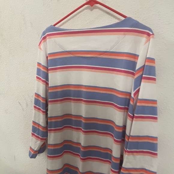 Croft & Barrow Boatneck 3/4  Blue Pink Sleeve Striped Top 2X NWT Plus Size - Picture 3 of 13